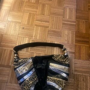 Vintage Stylish Leopard Print and Silver Women's Bag